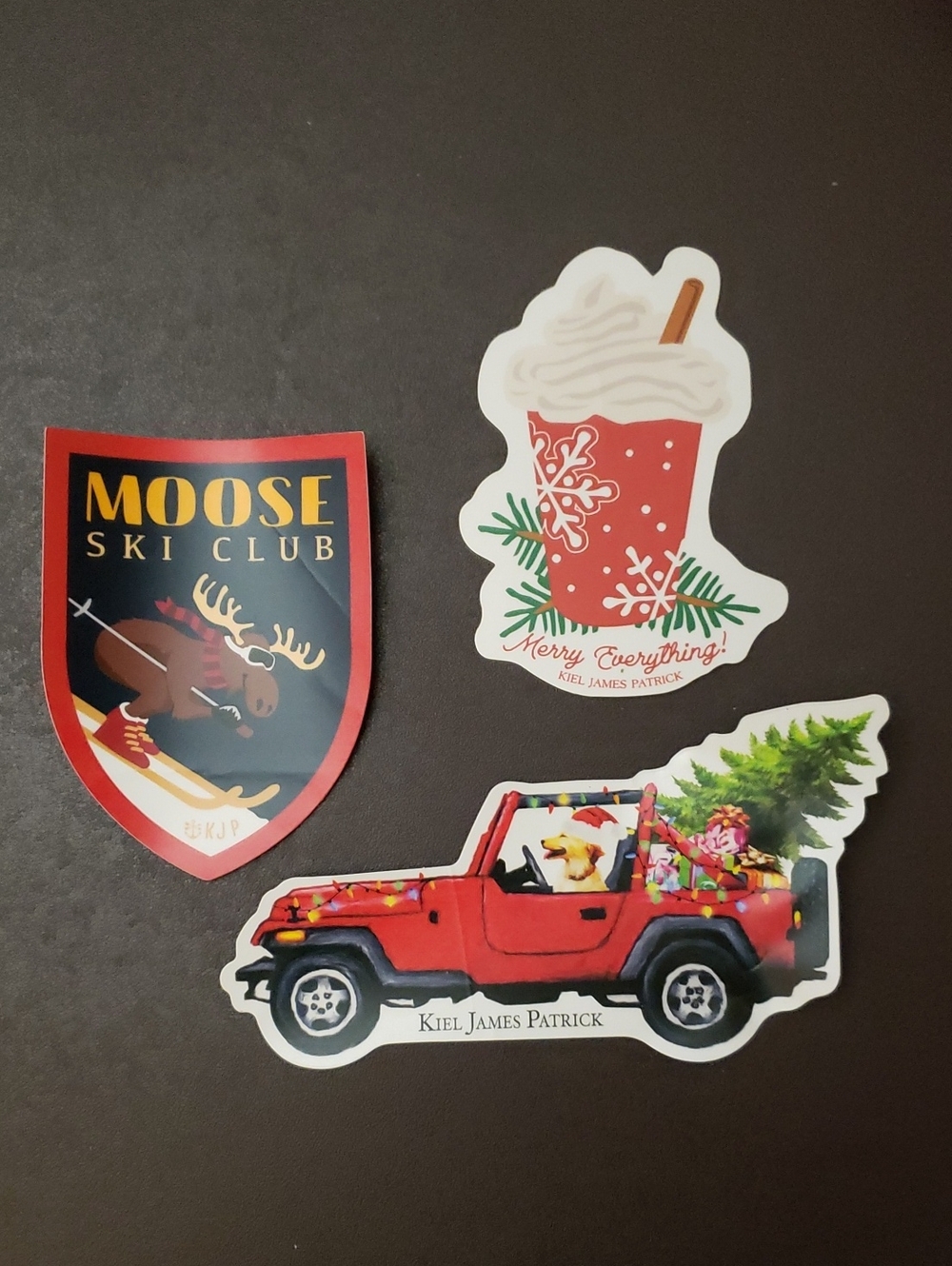 Kiel James Patrick Christmas Festive Stickers Bundle. 3. cocoa, tree, ski.
